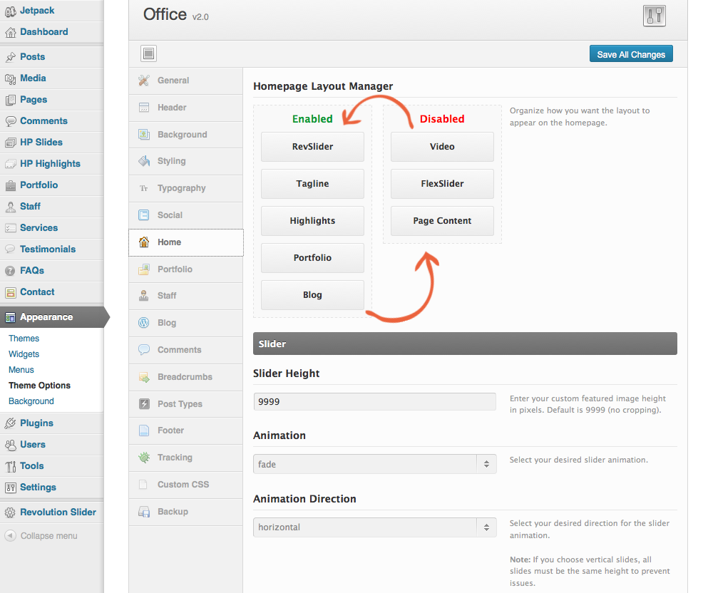 Drag and drop wordpress homepage